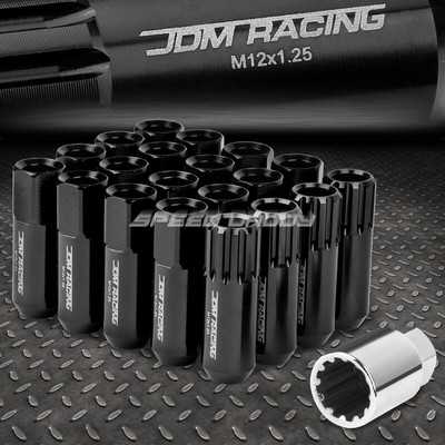 ЧЕРНЫЙ АЛЮМИНИЕВЫЙ ШЛИЦ С ОТКРЫТЫМ КОНЦОМ, 16 ВЫСТУПОВ + 4 КОНТРГАЙКИ + КЛЮЧ M12X1.25 60 ММ 20 ММ В ДИАМЕТРЕ