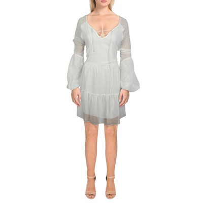 Женское платье-клеш Vince Camuto с клипсой цвета слоновой кости в горошек дневного покроя XL BHFO 6332