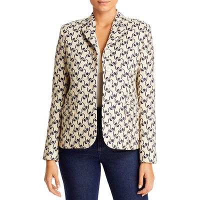 

Женский саржевый блейзер с двумя пуговицами Tory Burch цвета слоновой кости  BHFO 7524, Navy stencil floral