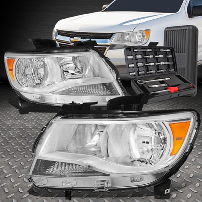 ДЛЯ 15-20 CHEVY COLORADO ХРОМИРОВАННЫЙ КОРПУС, ЯНТАРНЫЕ УГЛОВЫЕ ЛАМПЫ ФАР + НАБОР ИНСТРУМЕНТОВ