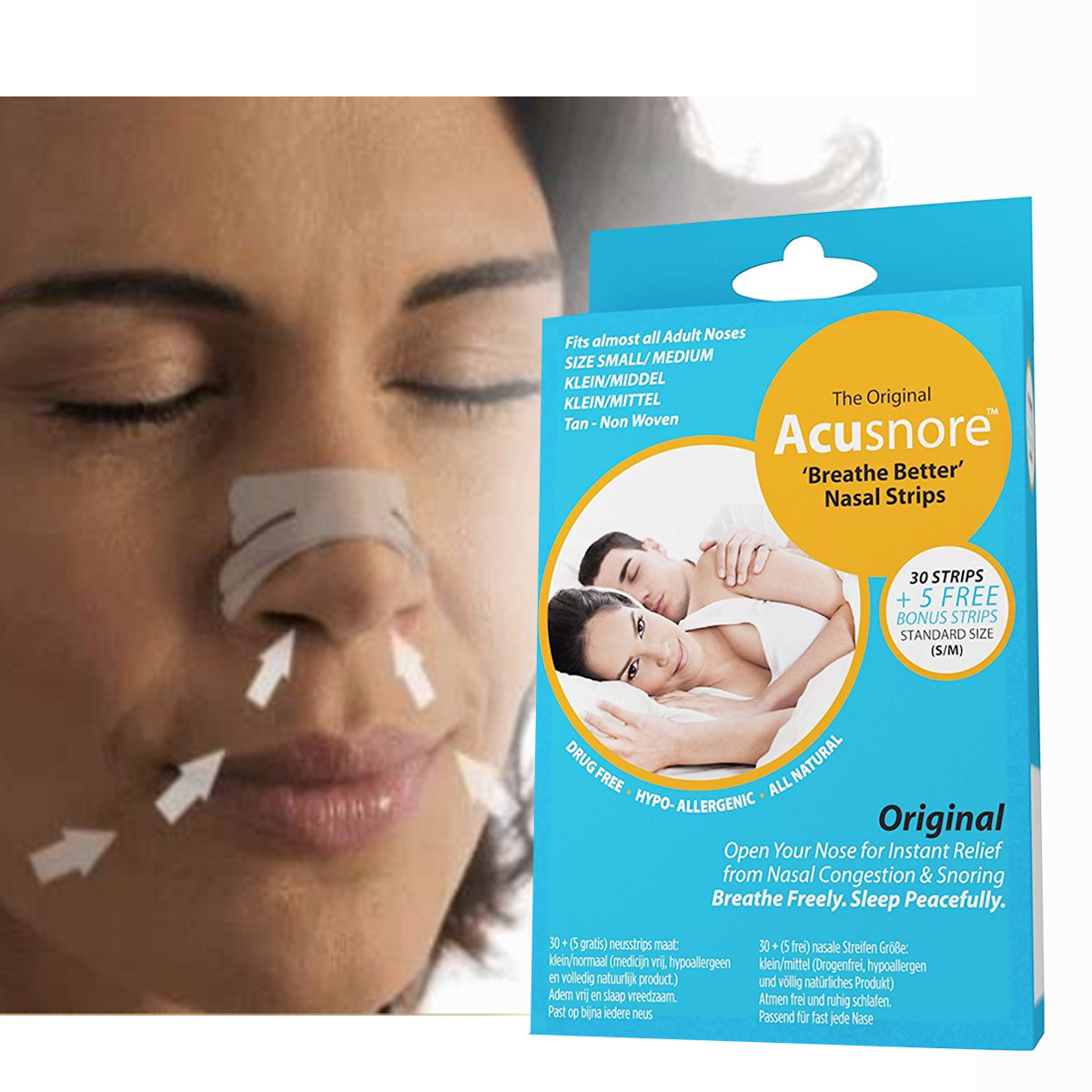 Anti Snore & Nasal Congestion 'Breathe Better' Nasal Strips 30 Strips