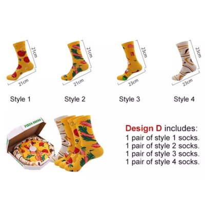 Pizza Socks Box 4 Pairs Weird Funny Crazy Gift Socks