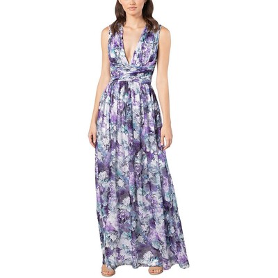 Платье The Population Женское серое плиссированное вечернее платье макси Gown XL BHFO 9747