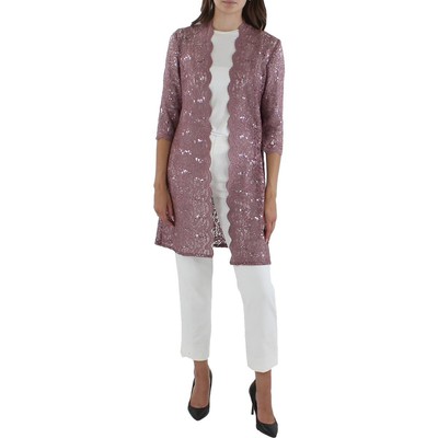 

Женский розовый кружевной кардиган с пайетками R-M Richards Petites  BHFO 0966, Dark rose