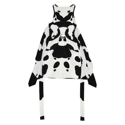 Pre-owned Burberry Cow-print Pieced Cutout Silk Mini Dress In White