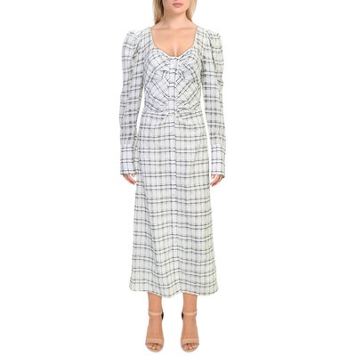 

Женское макси-платье Prabal Gurung в черно-белую клетку с принтом в клетку  BHFO 7940, Off white/black
