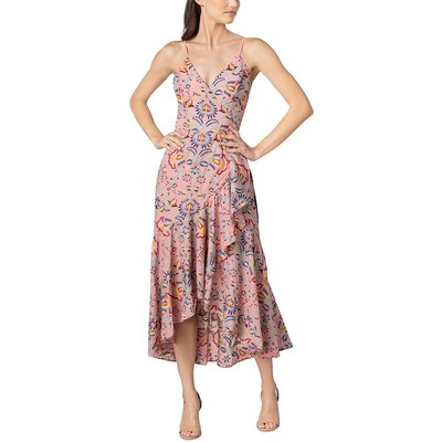 Платье The Population Womens Embroidered Midi Fit & Flare Wrap Dress BHFO 6929