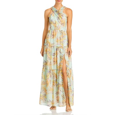 Aidan Mattox Женское зеленое макси-платье с металлическим отливом, вечернее платье на бретелях, 2 BHFO 4708