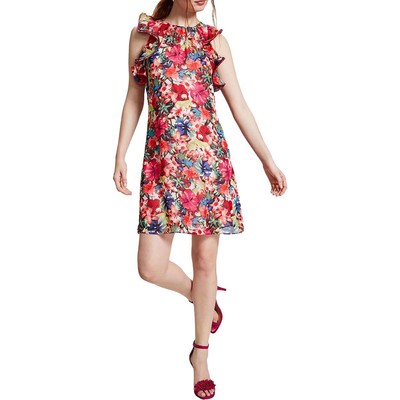 Женское розовое летнее короткое мини-платье с цветочным рисунком Vince Camuto 6 BHFO 7458