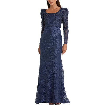 Mac Duggal Женское темно-синее расшитое бисером вечернее платье-труба 4 BHFO 0628