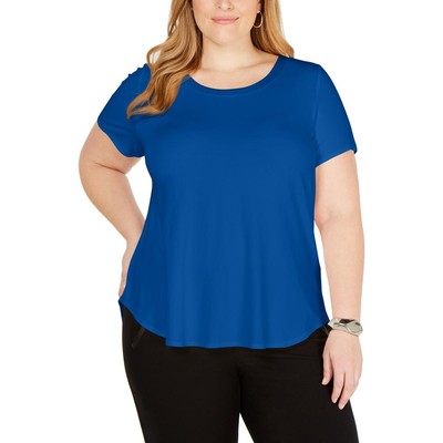 Женская голубая футболка Alfani с атласной отделкой Hi-Low Tee Top Plus 2X BHFO 2059