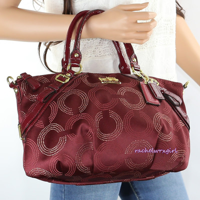 NWT Coach Madison Dotted OP Art Signature C Sophia Satchel