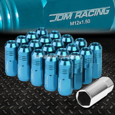 JDM АЛЮМИНИЕВЫЙ КОРПУС ЗАКРЫТОГО ТИПА НЕБЕСНО-ГОЛУБОГО ЦВЕТА С 20 ГАЙКАМИ + КЛЮЧ M12X1,5 ДИАМЕТРОМ 20 ММ / ВЫСОТОЙ 50 ММ