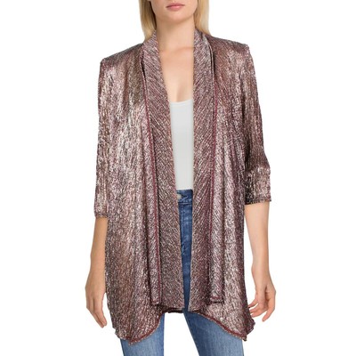 

Женский пиджак дастер R-M Richards фиолетовый металлик Petites  BHFO 0036, Purple/silver