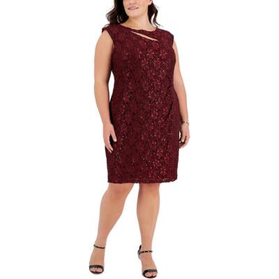 Connected Apparel Womens Cut Out Asymmetric Lace Evening Dress Plus BHFO 7673