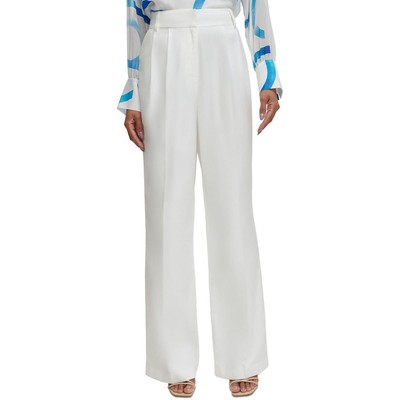 Calvin Klein Womens White High Rise Wide Leg High-Waisted Pants 10 BHFO 8406