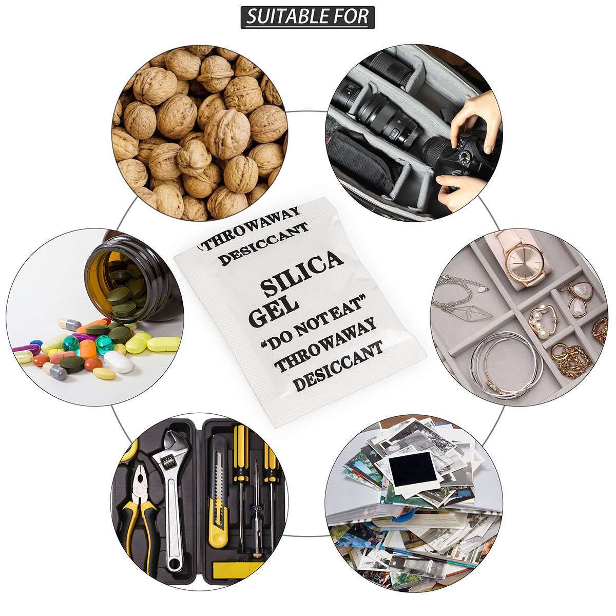 60/100Pcs Grams Silica Gel Desiccant Pack Moisture Absorber Reusable Drying bag