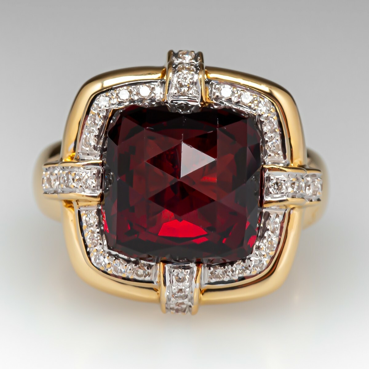 Pre-owned Online0369 5 Ct Ruby Simulated Checker Woman's Engagement Ring Silver Yellow Gold Plated