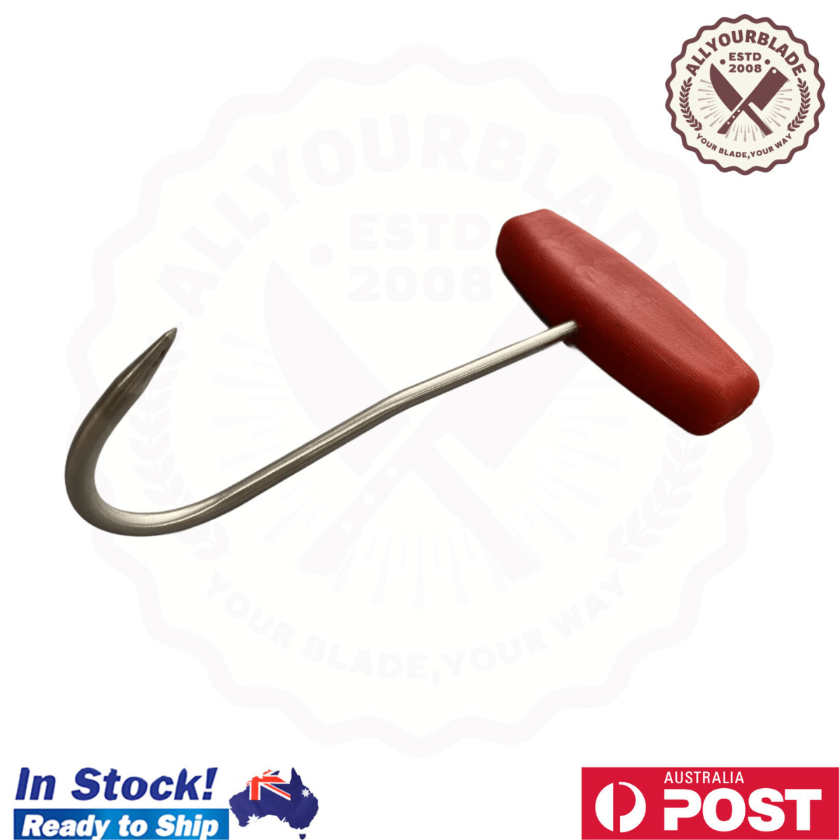 New Butchers Boning Hook Hunter/Meat/Boner Red Meat Hooks 6'' Stainless T Handle