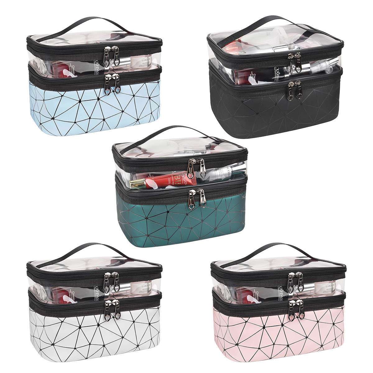 Jewellery Case Storage Bag Women Beauty Makeup Nail Polish 2 Layer Cosmetic Bags