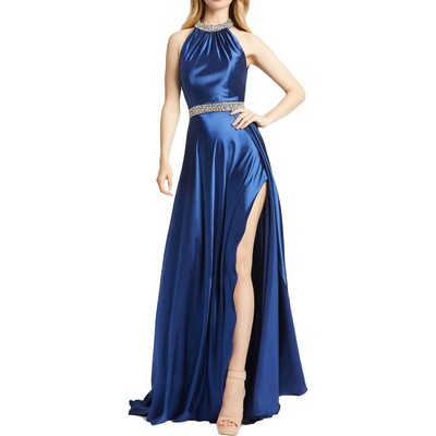 

Mac Duggal Женское темно-синее длинное вечернее платье с украшением  BHFO 6665, Navy