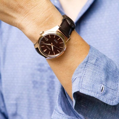 Pre-owned Seiko Presage Sarx080 Mechanical Automatic Men's Watch Brown Leather Band