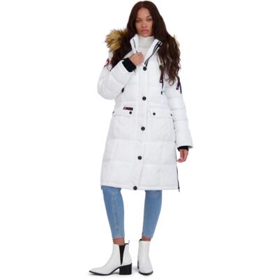 

Canada Weather Gear Женское белое длинное пуховое пальто из искусственного меха Верхняя одежда  BHFO 7548, Белый