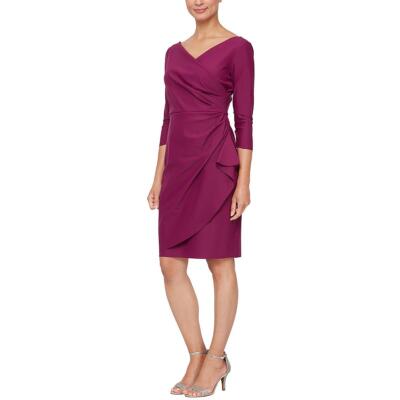 

Alex Evenings Womens Surplice Mini Faux Wrap Платье-футляр Evening BHFO 5656, Passion