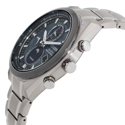Pre-owned Citizen Eco-drive Moon Phase Black Dial Men's Watch By1018-80e