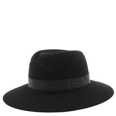 Pre-owned Maison Michel Ladies Black Virginie Fedora Hat, Size Large