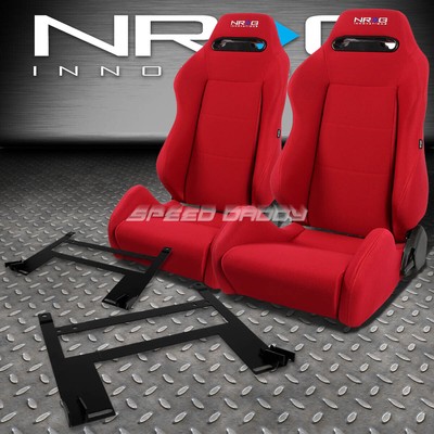 ГОНОЧНЫЕ СИДЕНЬЯ NRG TYPE-R КРАСНОГО ЦВЕТА С ОТКИДЫВАЮЩИМСЯ ВЕРХОМ + НИЗКИЙ КРОНШТЕЙН ДЛЯ 05-10 CHEVY COBALT