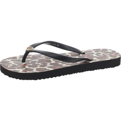 Женские черные шлепанцы Tory Burch с животным принтом, 6 средних размеров (B,M), BHFO 2680