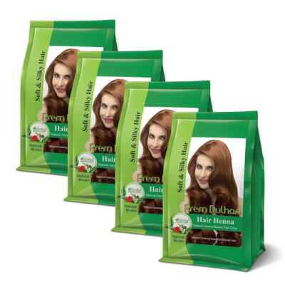 4 X Prem Green Dulhan Natural Henna Based Hair Color |Natural Brown| -125gm Each