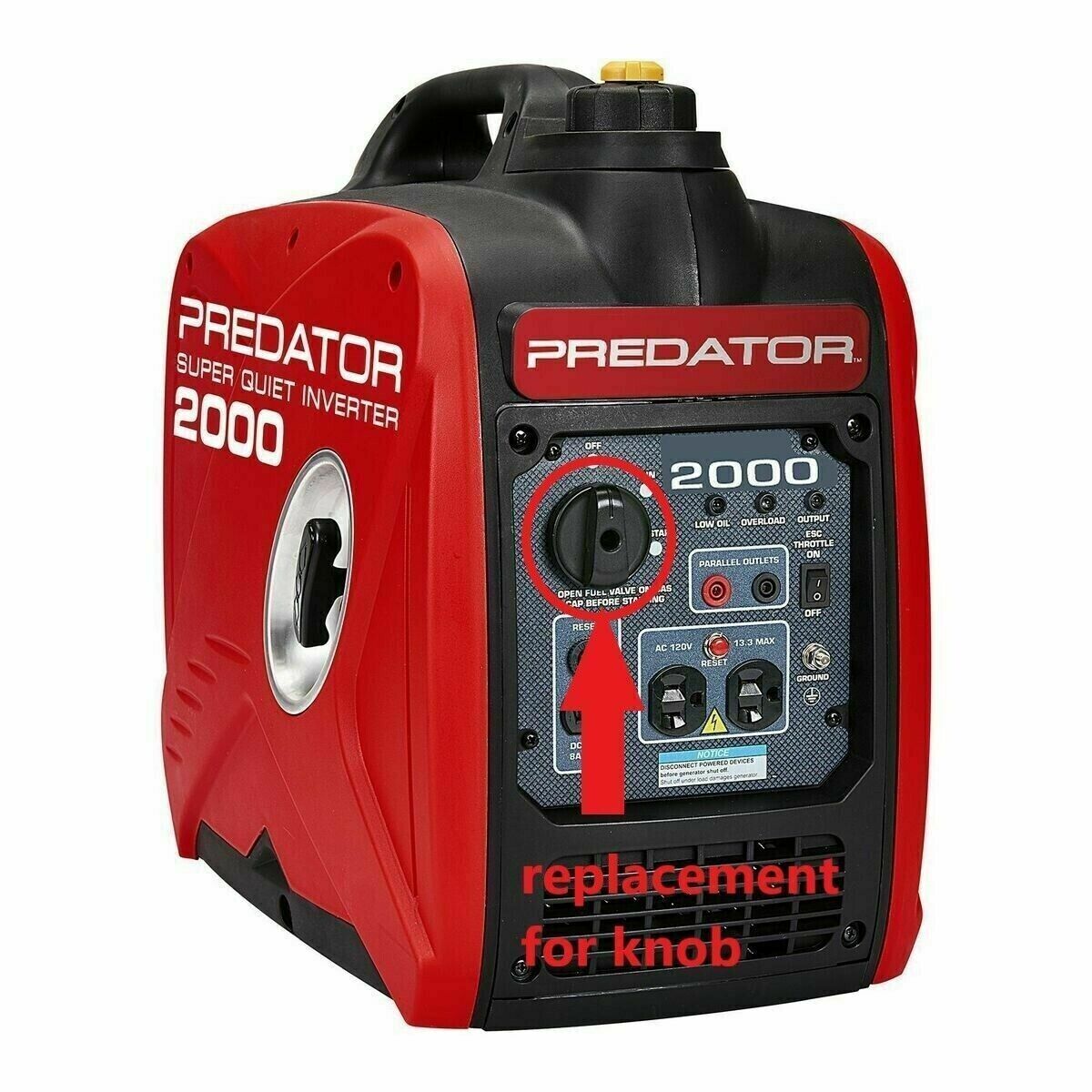 Predator Generator Inverter 2000 Knob Switch Run Choke + screw - 3D printed part