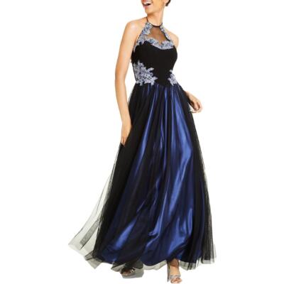 

Женское длинное вечернее платье с кружевной накладкой Blondie Nites для юниоров BHFO 0144, Black/blue multi