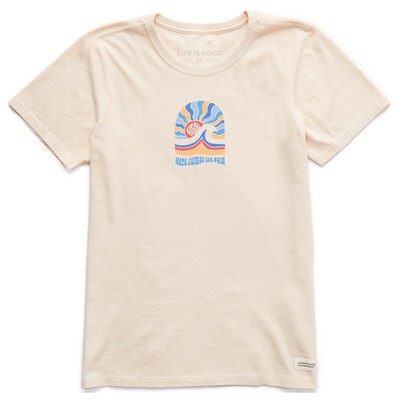 Life is Good. Women's Here Comes The Sun SS Crusher Lite Tee, Putty White