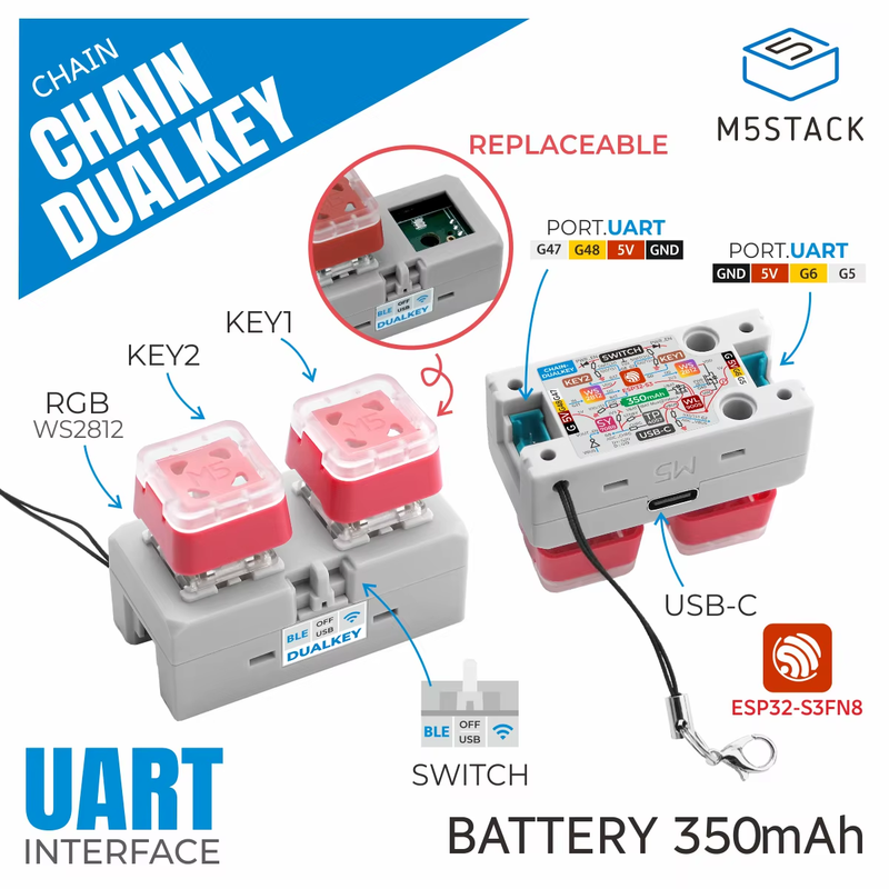 Official Chain Dual Key with ESP32-S3