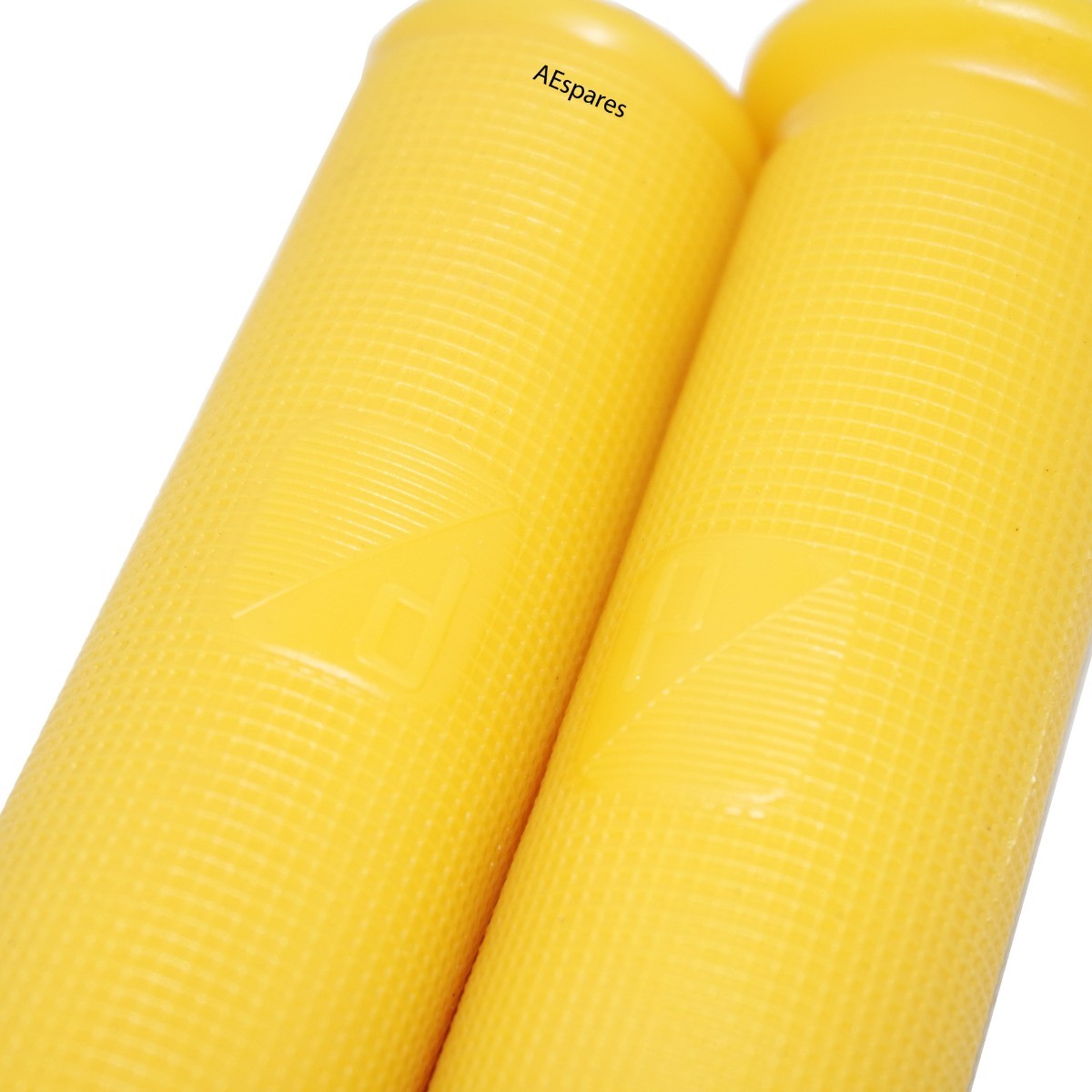 Yellow Colour Twist Headset Rubber Grip Pair Vespa Sprint VBA VBB 22mm HOLE P LOGO 