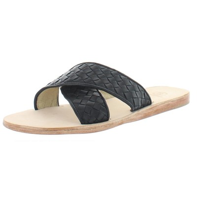 Дизайнерские женские черные босоножки на плоской подошве из искусственной кожи 9 Medium (B,M) BHFO 5144