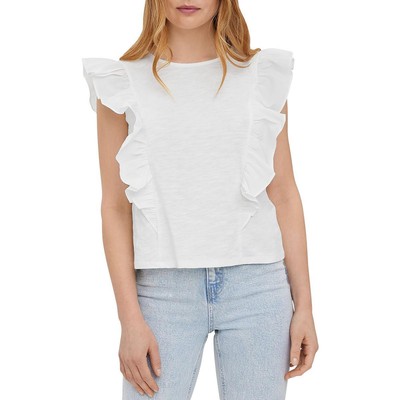 

Женская белая вязаная рубашка с рюшами Vero Moda, топ  BHFO 6498, Snow white