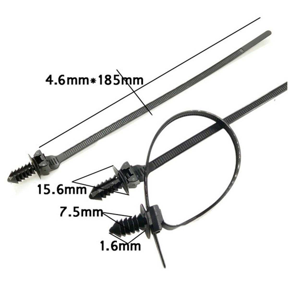 50x Nylon Push Clips Wire Tie Released Zip Straps Car Pipe Cable Fastener Bundle