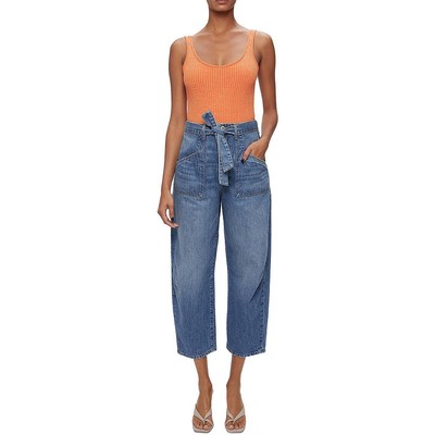 

Jonathan Simkhai Womens Denim Paperbag Джинсы прямого кроя с высокой посадкой BHFO 7495, Santa monica, 4224100ST