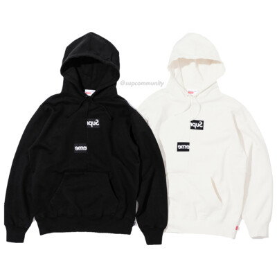 Pre-owned Supreme Cdg Box Logo Hooded Sweatshirt Black L F/w 18