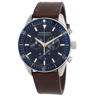 Pre-owned Movado Heritage Chronograph Quartz Blue Dial Men's Watch 3650121