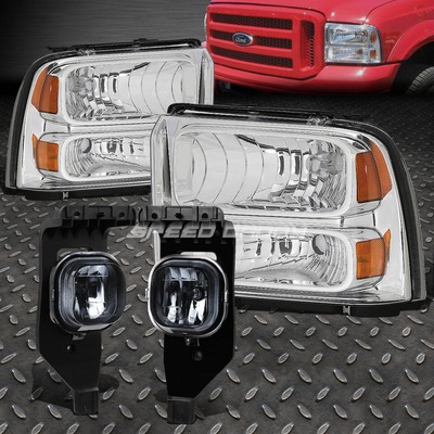 ХРОМИРОВАННЫЙ КОРПУС ФАРЫ + ДЫМЧАТАЯ ЛИНЗА ПРОТИВОТУМАННОЙ ФАРЫ ДЛЯ 05-07 FORD SUPER DUTY LH + RH