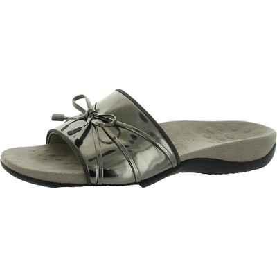 Vionic Womens Bella Silver Bow Slide Sandals Shoes 7 Medium (B,M) BHFO 3720
