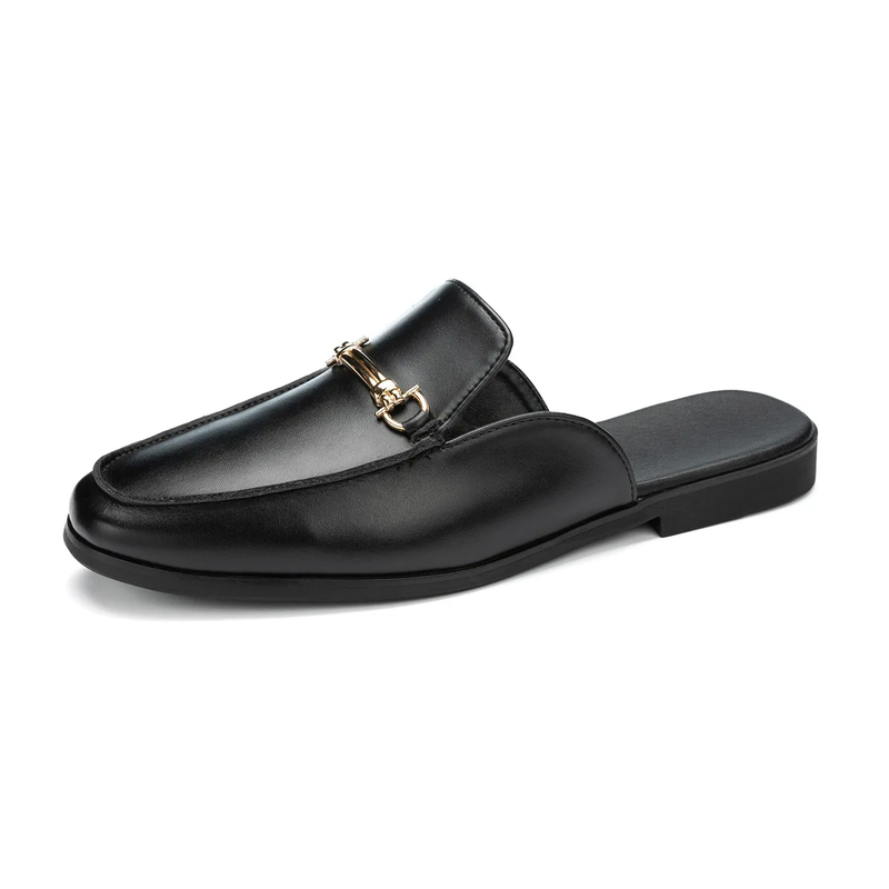 Mens Summer Backless Leather Loafers Half Slippers Breathable Open Back Casual M
