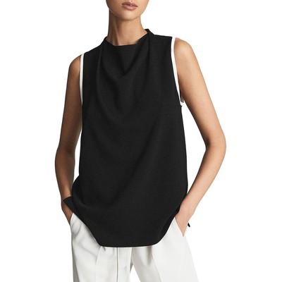 Женская майка Reiss August Black Colorblock Muscle Shell Top 10 BHFO 4721 для женщин в августе.