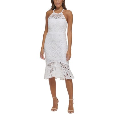 Женское летнее миди-платье Guess с белым воланом на бретелях 16 BHFO 8395