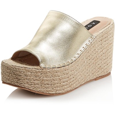 Aqua Womens Jacy Gold Leather Espadrilles Sandals 6.5 Medium (B,M) BHFO 0120